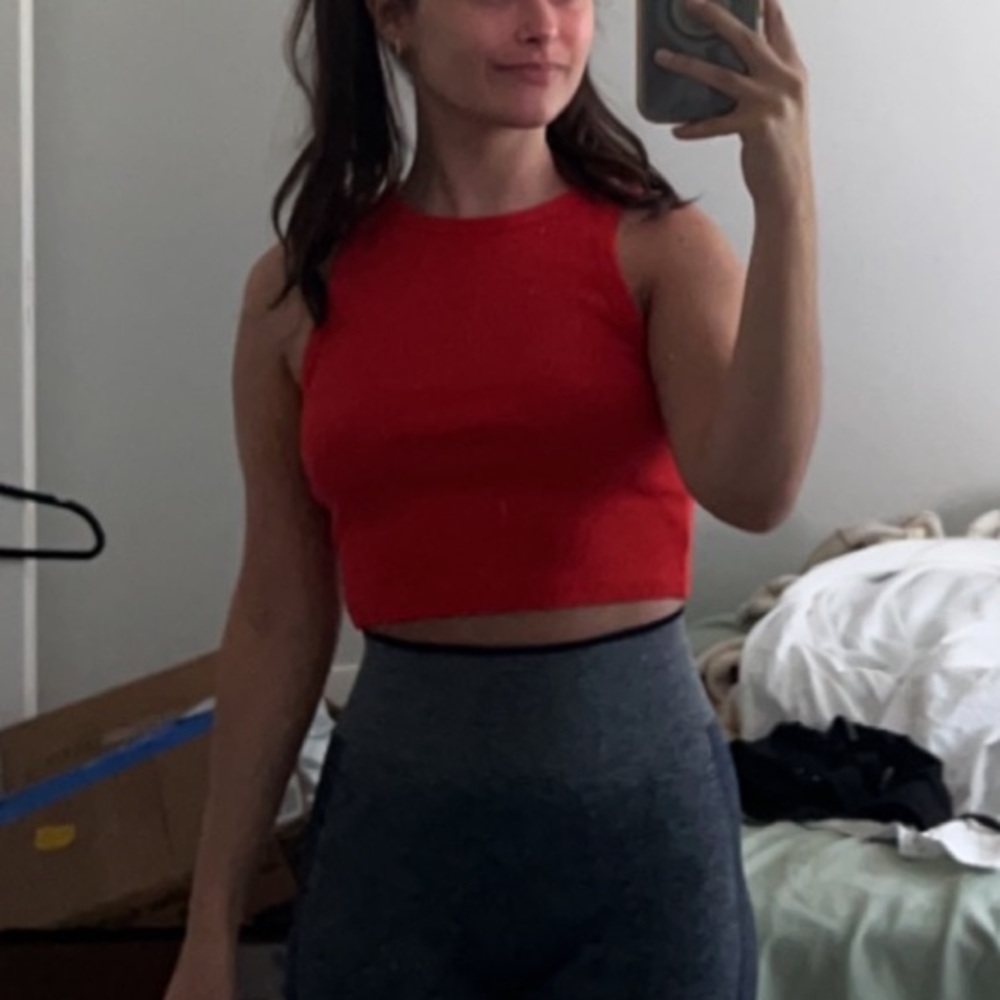 H&M Orangey Red Cropped Ribbed Tank